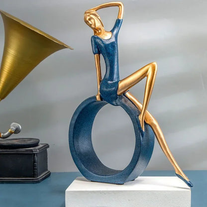 Elegant Woman Reading Resin Sculpture – Artistic Decor for Book Lovers and Art Enthusiasts