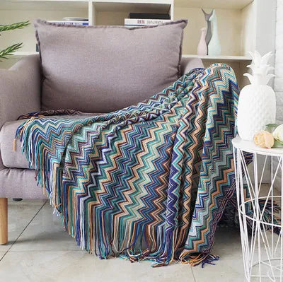 Boho Geometry Blanket: Versatile Décor Accent