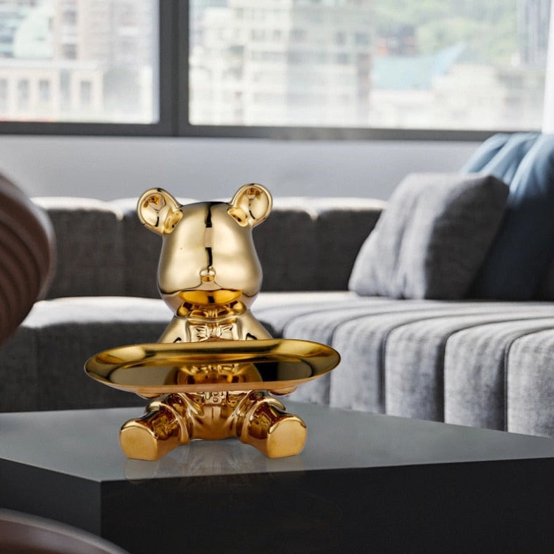 Multi Function Electroplating Bear Doll Shelf Piggy Bank