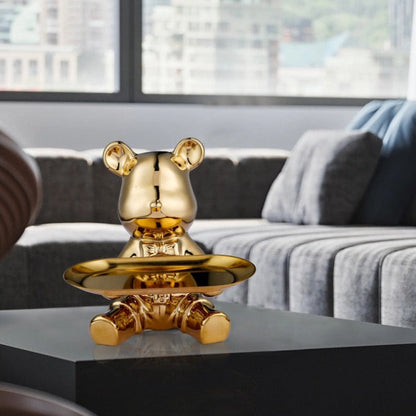 Multi Function Electroplating Bear Doll Shelf Piggy Bank