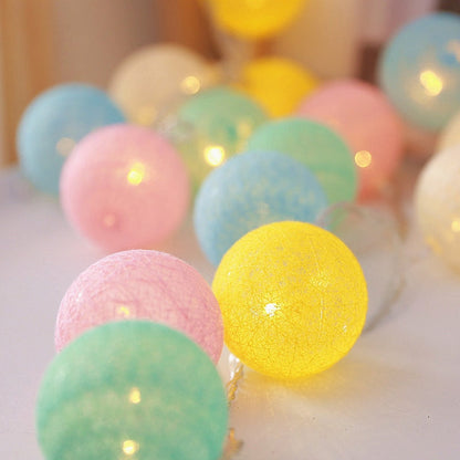 Cotton Ball LED Light Garland