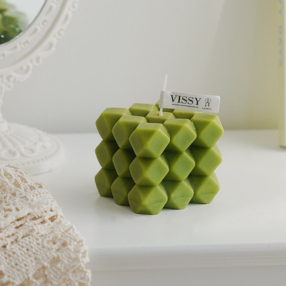 Diamond Cut Cube Decorative Candle