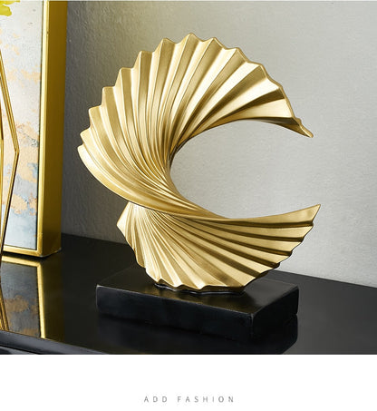 Golden White Twisted Abstract Statue