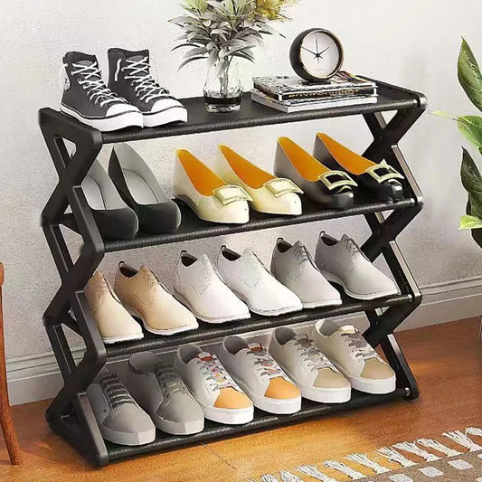 Shoe Organizer - Foldable Mid-Century Shoe Rack Cabinet for Living Room & Hallway