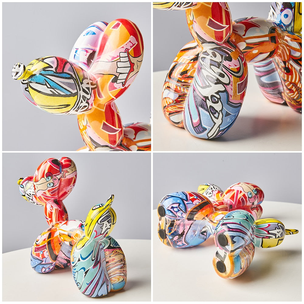 Graffiti Balloon Dog Resin Statue