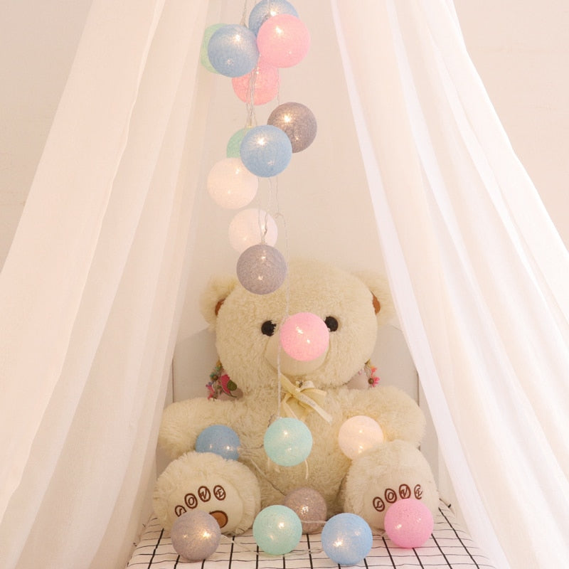 Cotton Ball LED Light Garland