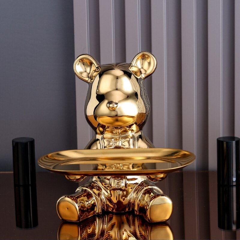 Multi Function Electroplating Bear Doll Shelf Piggy Bank