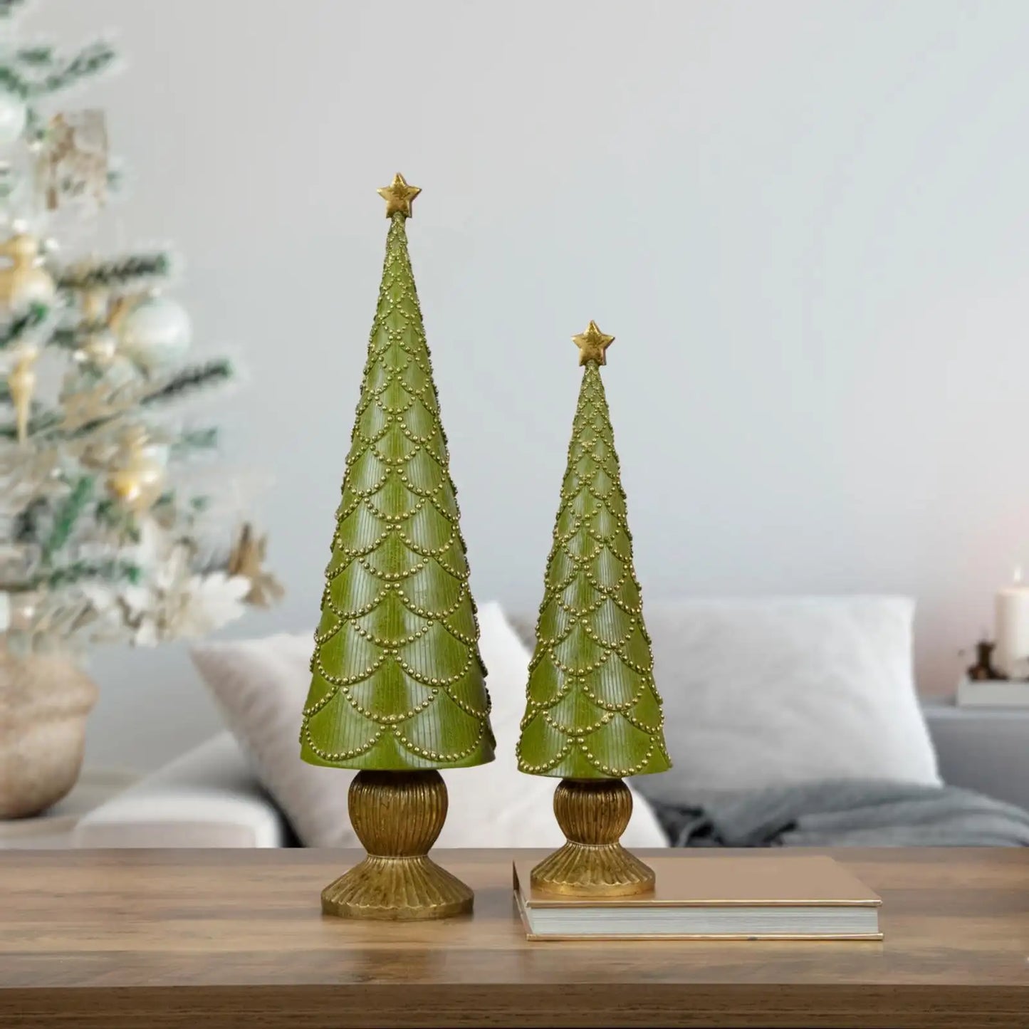 Tall Green Christmas Tree Cone Hand-Crafted Ornament