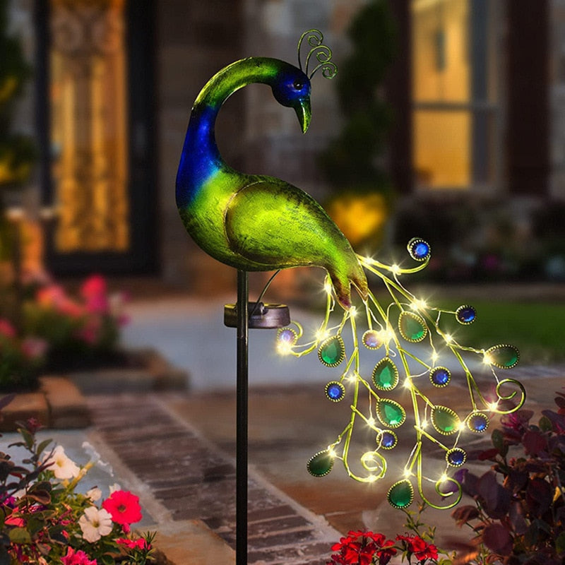 Peacock LED Solar Powered Light Waterproof Fairy Garden - Lawn Lights