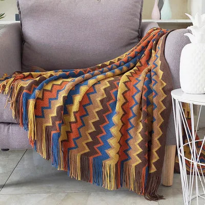 Boho Geometry Blanket: Versatile Décor Accent