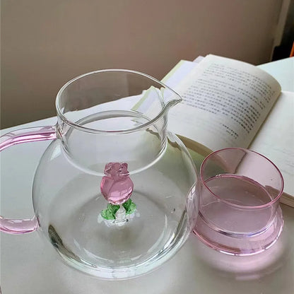 Blossom Glass Teapot and Cup Set