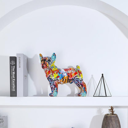 Graffiti Painted French Bulldog Dog Art Sculpture