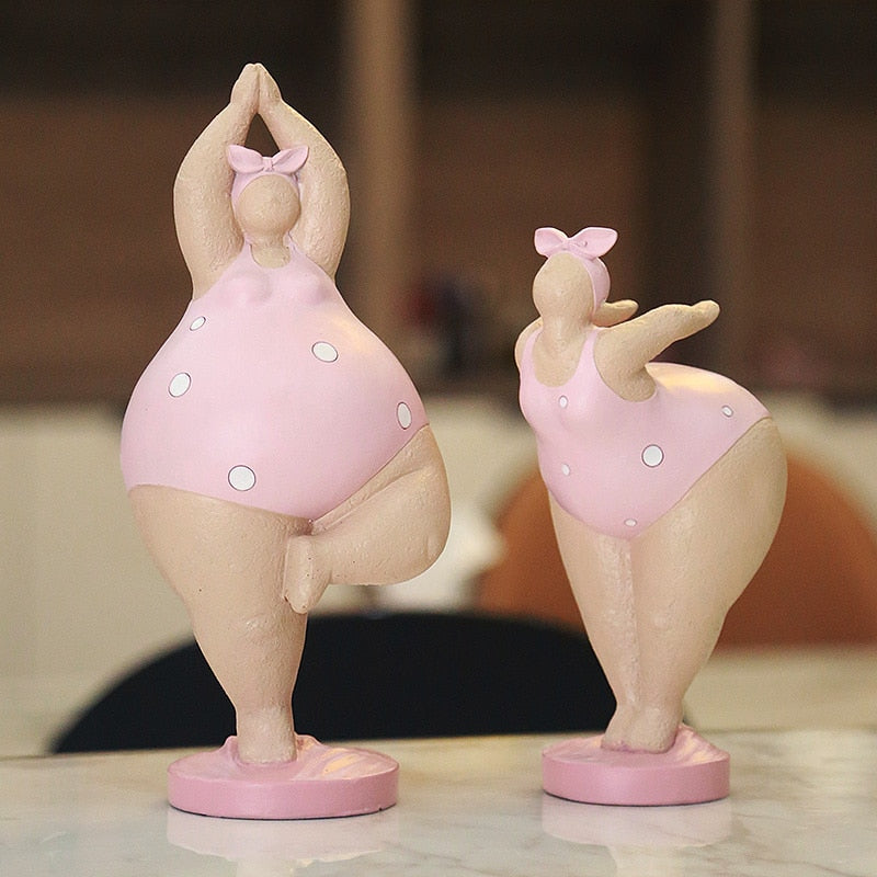 Charming Plus-Size Yoga Woman Figurine