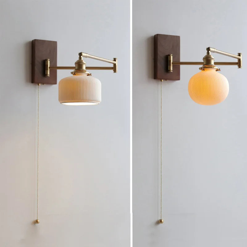 WoodCeram - Ceramic Wall Lamp with Wooden Plate