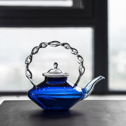 Royal Blue Sapphire Vintage Glass Teapot with Infuser