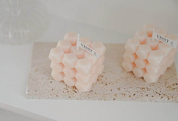 Diamond Cut Cube Decorative Candle