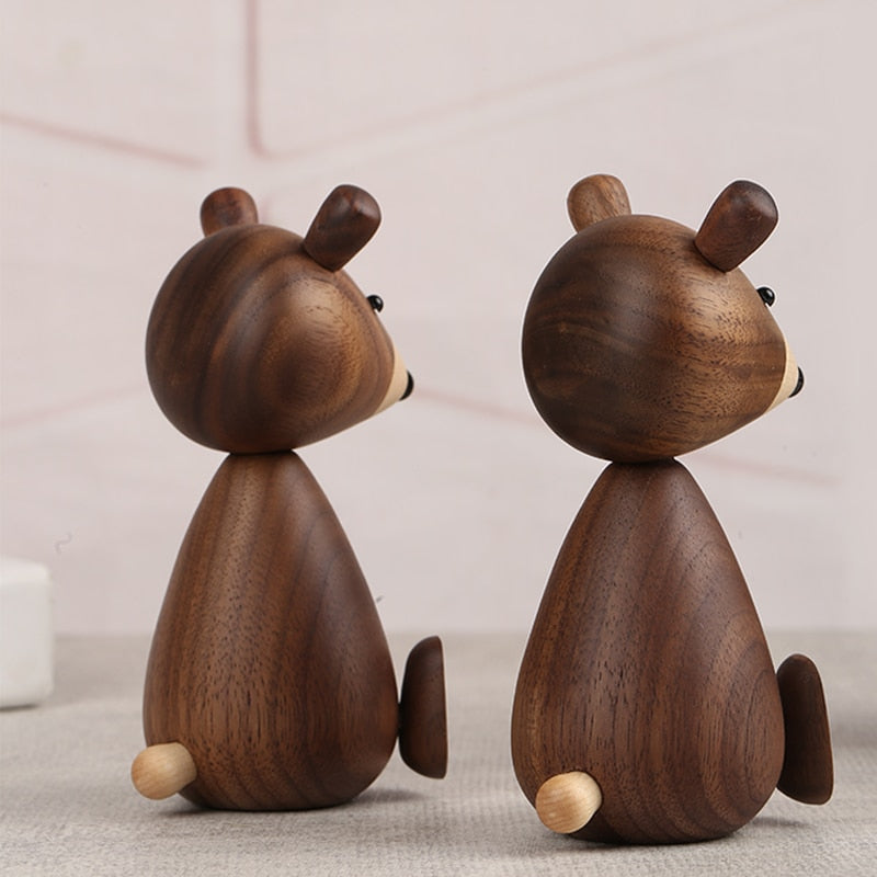 Wooden Brown Bear Sculpture