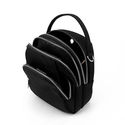 Durable Nylon 3-Layer Mini Shoulder Bag