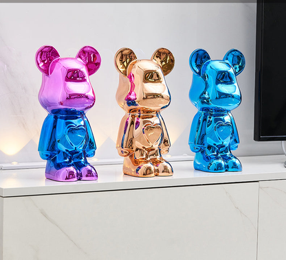 Space Bear Metallic Sculpture Figurine