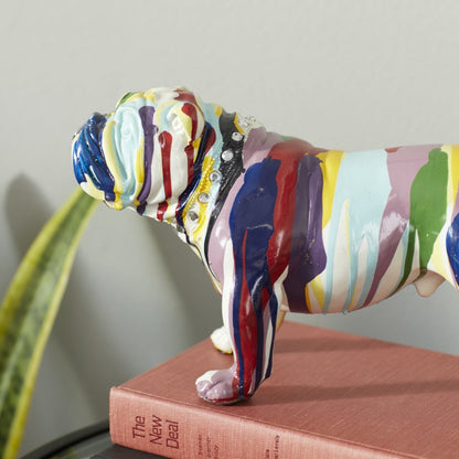 Polystone Graffiti Bulldog Sculpture