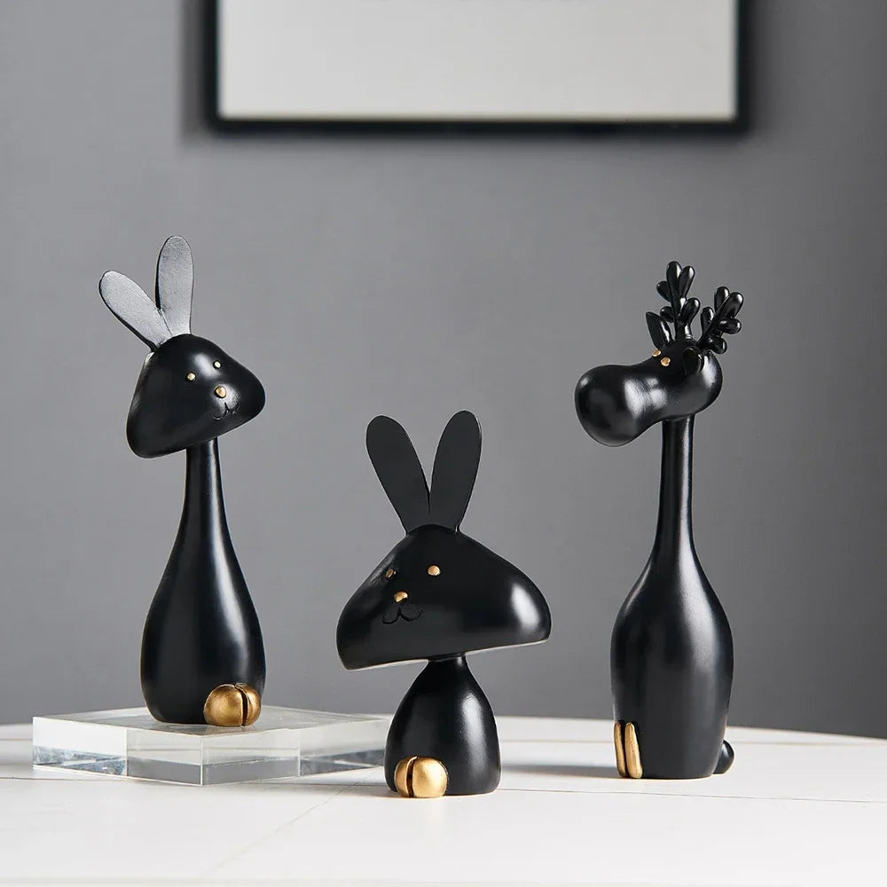 Black & White Cartoon Resin Statue