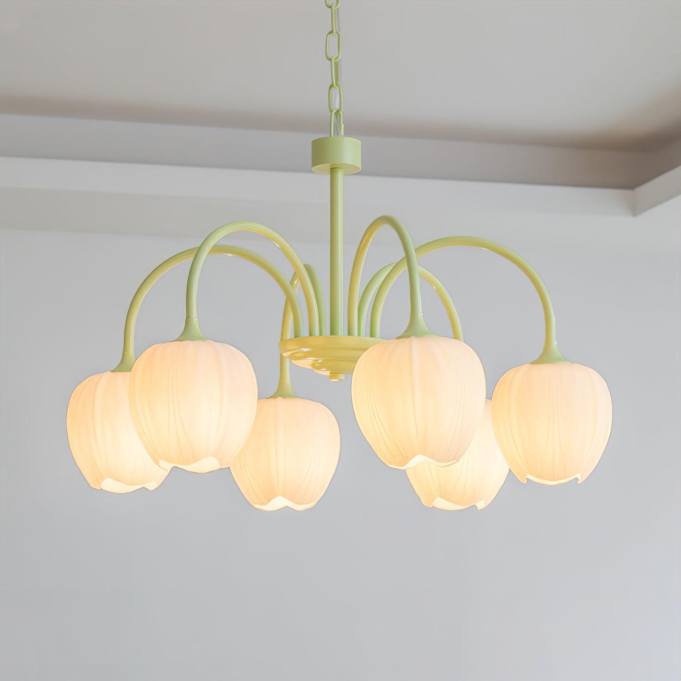 Tulip – Elegant Matcha Chandelier