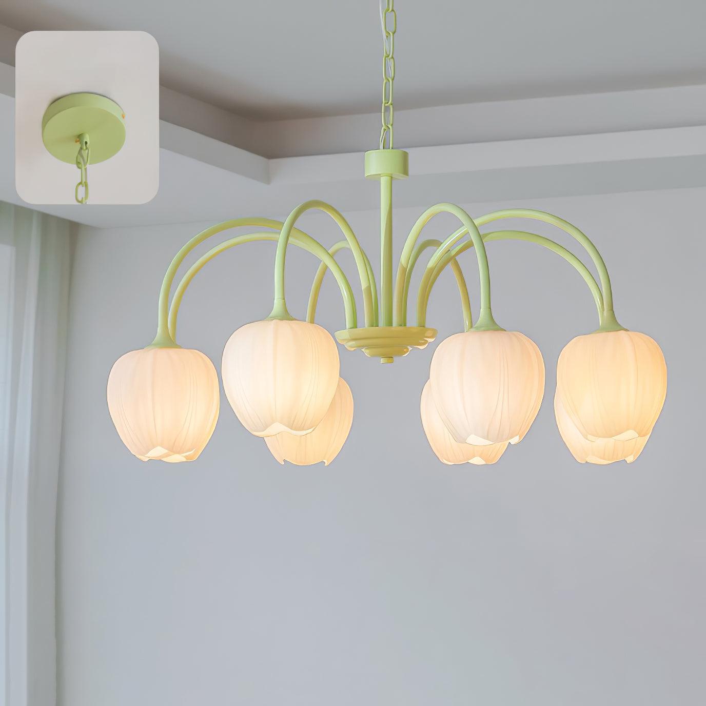 Tulip – Elegant Matcha Chandelier