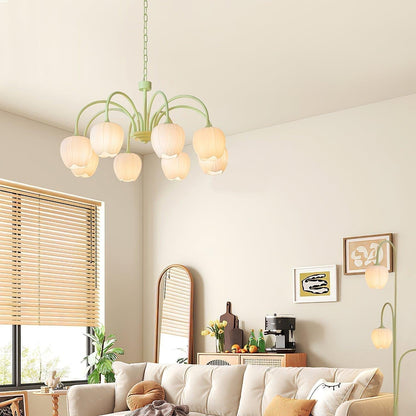 Tulip – Elegant Matcha Chandelier