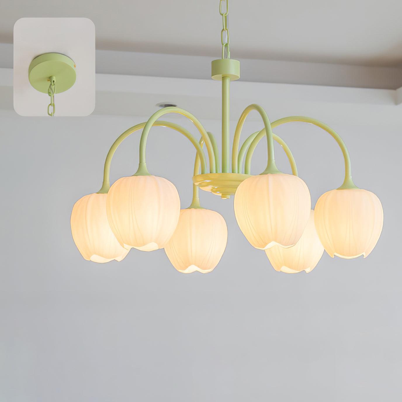 Tulip – Elegant Matcha Chandelier