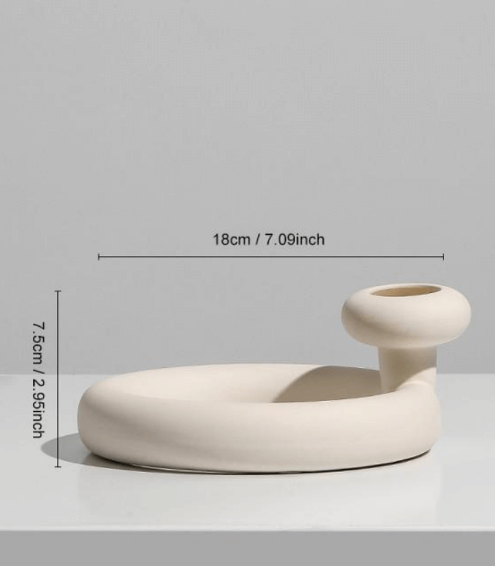 Contemporary Ceramic Candleholder Beige 18x7.5cm