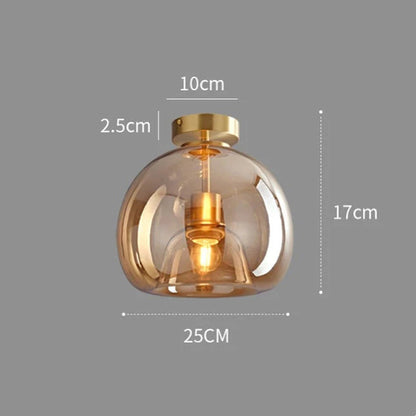 Copper Glass Semi Flush Mount Ceiling Light