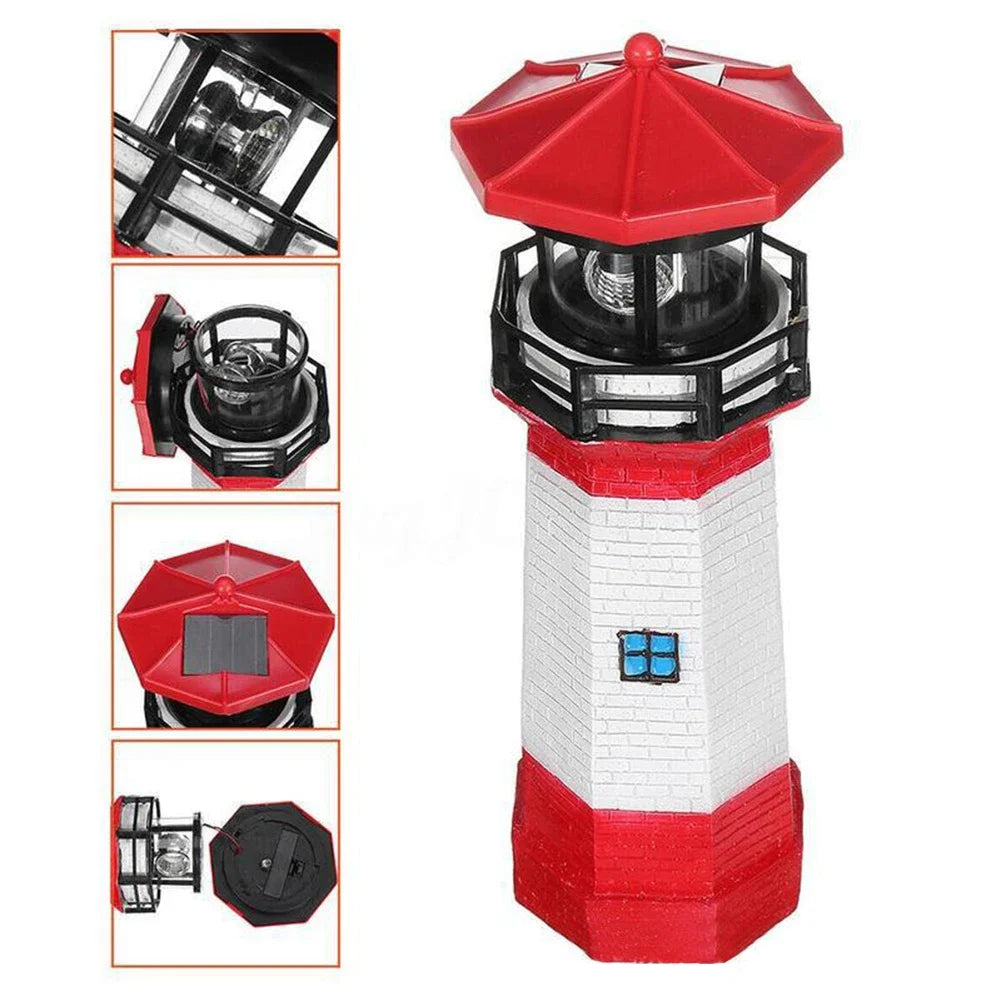 OceanGlow Lighthouse Solar LED Light Lamp – Nautical Solar Lighting for Outdoor Spaces