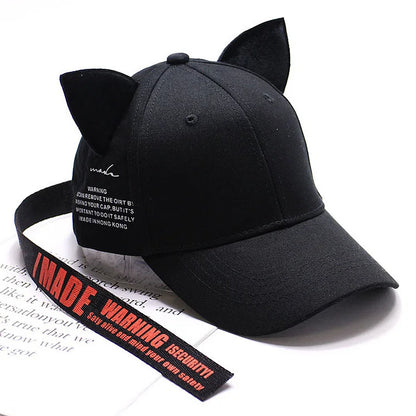 Cute Cat Ears Ribbon Baseball Cap