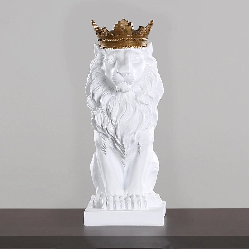 Golden Crowned Lion Sculpture