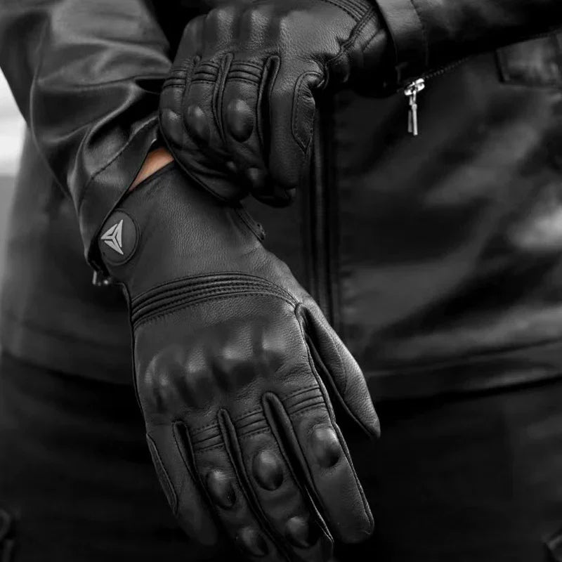 Leather Touchscreen Moto Gloves Waterproof