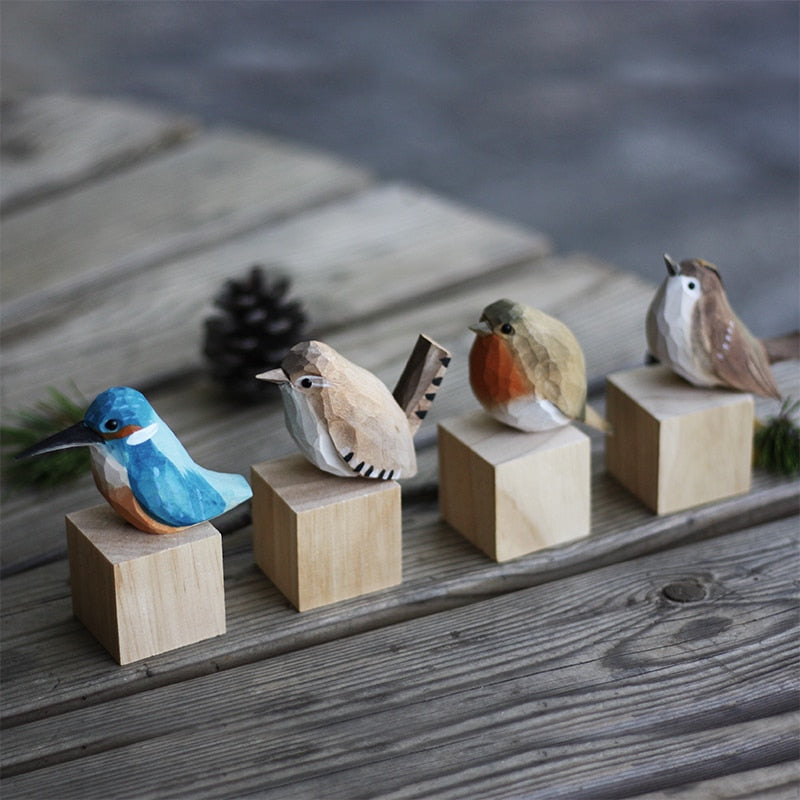 Wooden Bird Figurines