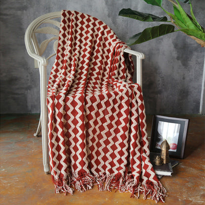 Zig Zag Fringe Chenille Blanket