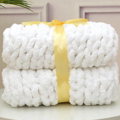 Chunky Hand Knitted Blanket - Soft, Cozy & Stylish Home Decor