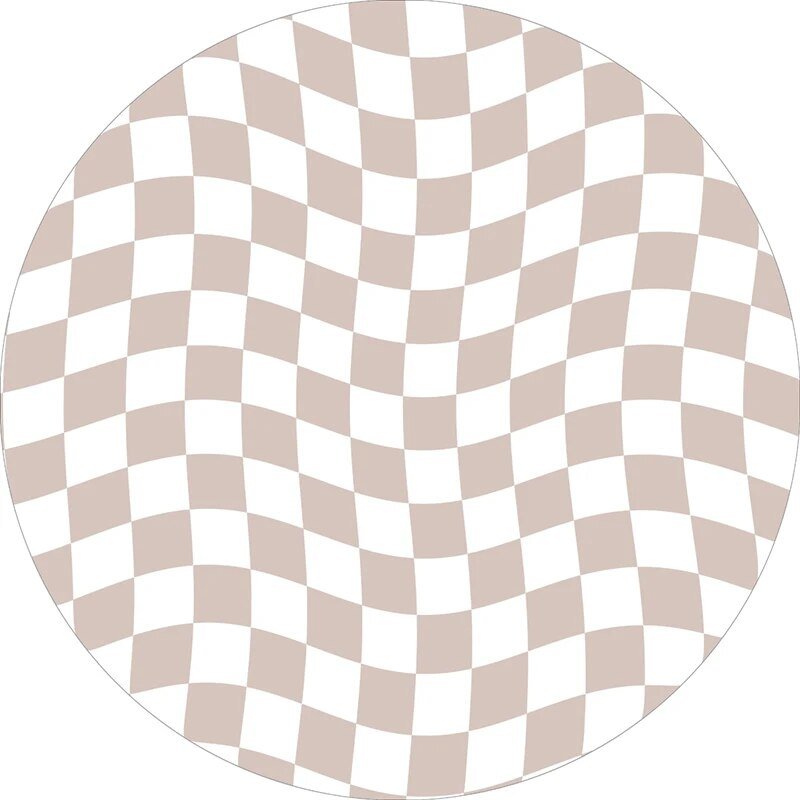 Abstract Chequerboard Design Circular Rug