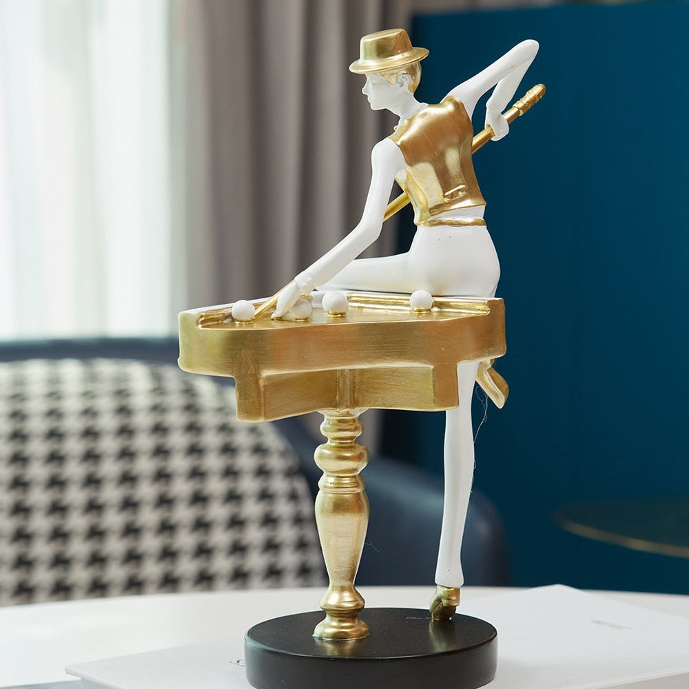 Abstract Golden Snooker Player Figurines