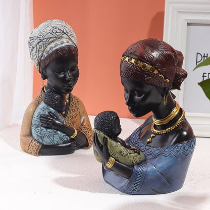 African Mother and Child  Home Decor Figurines