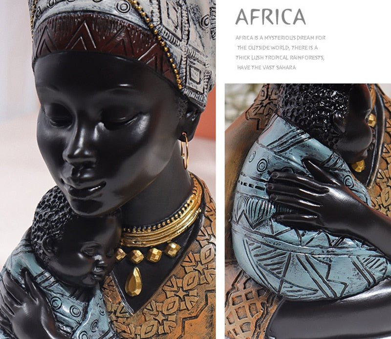 African Mother and Child  Home Decor Figurines