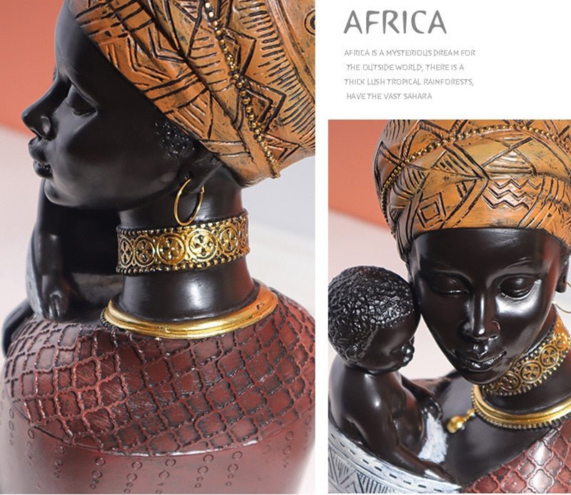 African Mother and Child  Home Decor Figurines