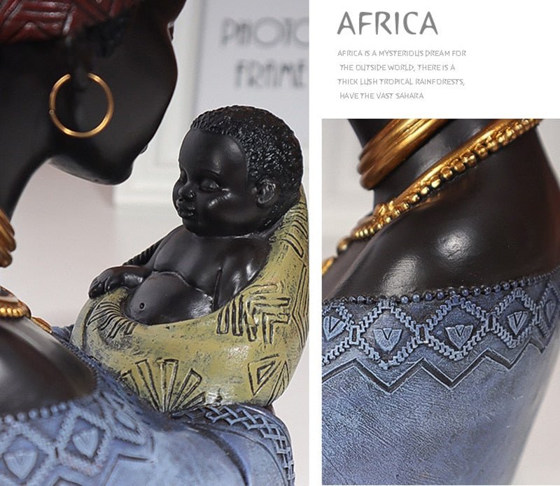 African Mother and Child  Home Decor Figurines