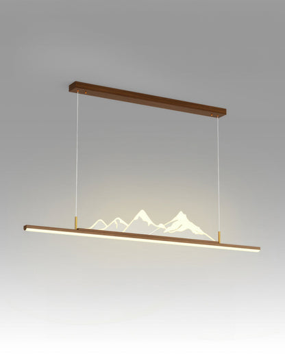 Pendant light with long wood grain Japanese Zen