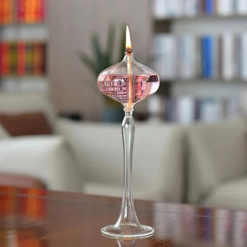 Attractive Handmade Tall Glass Oil Lamp