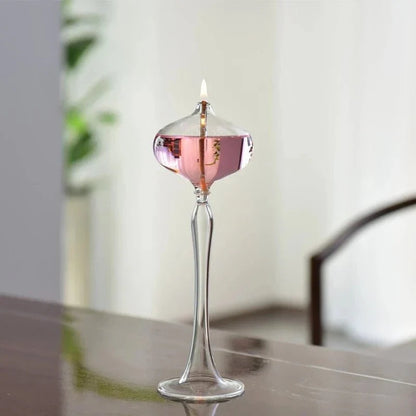 Attractive Handmade Tall Glass Oil Lamp