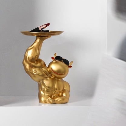 Muscular Cow Golden Tray