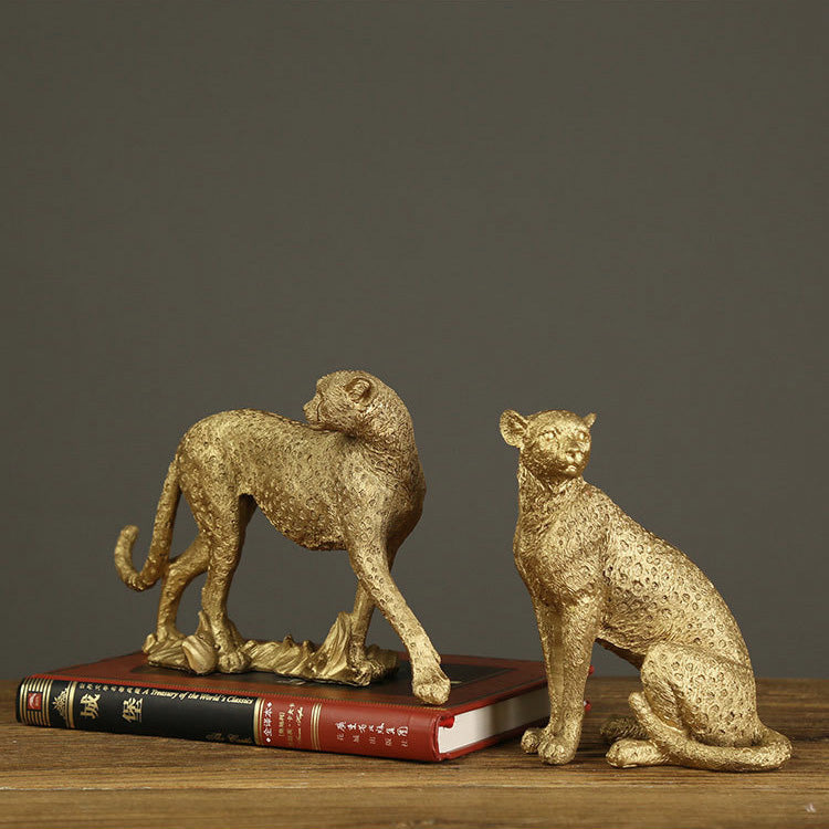 Golden Leopard Figurines