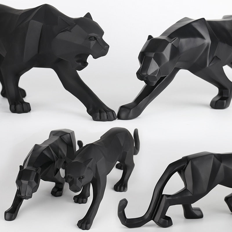 Geometric Black Panther Sculpture